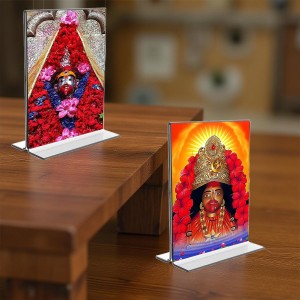 Tara Debi Acrylic T-Style Photo Stand, Compact and Stylish Spiritual Display, easily change 2 photos (Pack of 1)
