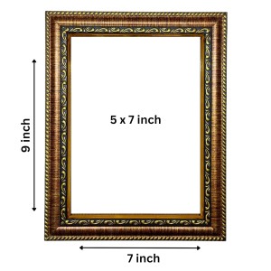 Hitech Sales Lord Sri Biswakarma Vishwakarma gold plated photo with Light Weighted Waterproof Glass Cover 9X7 Wooden Frames for Table, Temple Wall, Mandir, Gym, and Outdoor Spaces, Home Decor