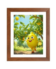 AI Funny cute lemon Art Picture for Kids - 10x14 inches, Brown Color - Perfect Wall Decor for Children's Room