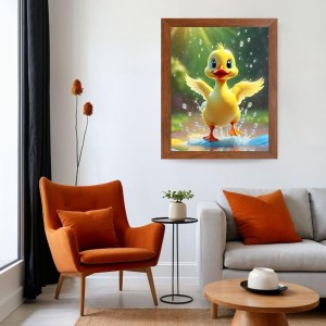 AI Funny Cute Duck Art Picture for Kids - 10x14 inches, Brown Color - Perfect Wall Decor for Children's Room