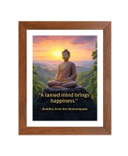 Buddha & His Famous Quote Photo Frame - Brown Frame, Perfect for Office & Wall Decoration, Ideal Gift