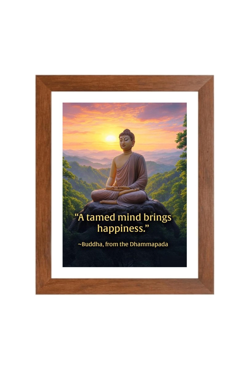 Buddha & His Famous Quote Photo Frame - Brown Frame, Perfect for Office & Wall Decoration, Ideal Gift