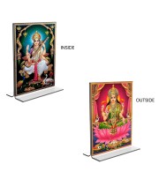 Debi Saraswati & Debi Lakhsmi Acrylic T-Style Photo Stand - 11x13 Inches, Compact and Stylish Spiritual Display, easily change 2 photos (Pack of 1)
