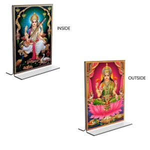 Debi Saraswati & Debi Lakhsmi Acrylic T-Style Photo Stand - 11x13 Inches, Compact and Stylish Spiritual Display, easily change 2 photos (Pack of 1) Debi Saraswati & Debi Lakhsmi Acrylic T-Style Photo Stand - 11x13 Inches, Compact and Stylish Spiritual Display, easily change 2 photos (Pack of 1)