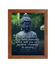 Buddha & His Famous Quote Photo Frame - Brown Frame, Perfect for Office & Wall Decoration, Ideal Gift