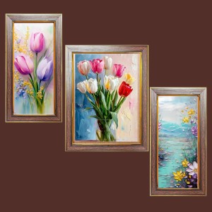 3-Pack Multi colour tulip flowers painting Photo Frames - 2 Pieces 6x13 Inch & 1 Piece 10x13 Inch - Rustic Wall Art for Home & Office Decor - Botanical Wall Hanging for Living Room, Bedroom, or 3-Pack Multi colour tulip flowers painting Photo Frames - 2 Pieces 6x13 Inch & 1 Piece 10x13 Inch - Rustic Wall Art for Home & Office Decor - Botanical Wall Hanging for Living Room, Bedroom, or