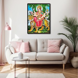Maa Durga Laminated Photo (9x11 Inches Without glass) Divine Blessings for Table and Walls,Home & Office and Temple Decoration