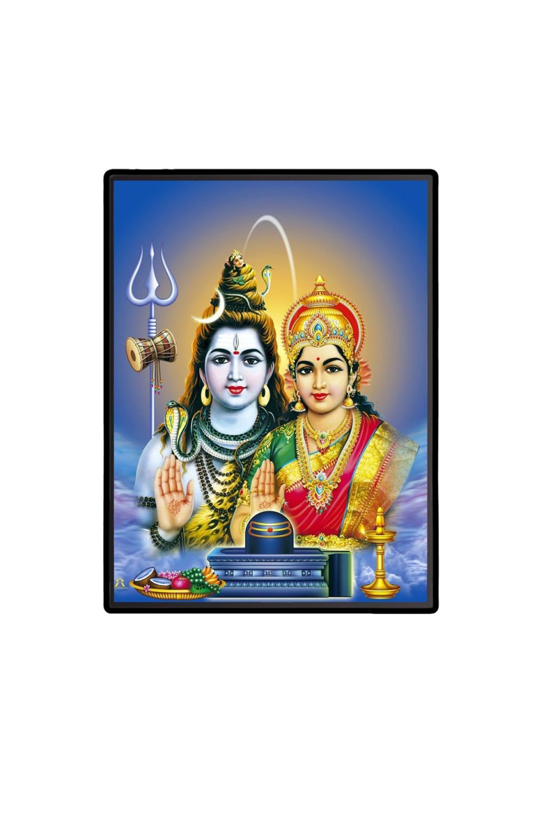 Shiva Parvati Laminated Photo - 5x7 Inches, Divine Blessings for Home & Office and Temple Decoration