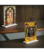 Lord Ram Lalla Acrylic T-Style Photo Stand - 5x7 Inches, Compact and Stylish Spiritual Display, easily change 2 photos (Pack of 1)