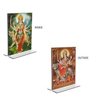 Debi Durga Acrylic T-Style Photo Stand - 11x13 Inches, Compact and Stylish Spiritual Display, easily change 2 photos (Pack of 1)