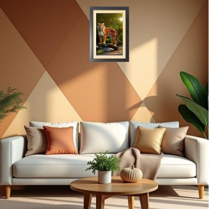 The wild tiger walk Black Photo Frame Funny Animal and Bird Cartoon Art The wild tiger walk Black Photo Frame Funny Animal and Bird Cartoon Art
