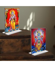Sri Ram & Lord Vishnu Acrylic T-Style Photo Stand - 5x7 Inches, Compact and Stylish Spiritual Display, easily change 2 photos (Pack of 1)