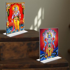 Sri Ram & Lord Vishnu Acrylic T-Style Photo Stand, Compact and Stylish Spiritual Display, easily change 2 photos (Pack of 1) Sri Ram & Lord Vishnu Acrylic T-Style Photo Stand, Compact and Stylish Spiritual Display, easily change 2 photos (Pack of 1)