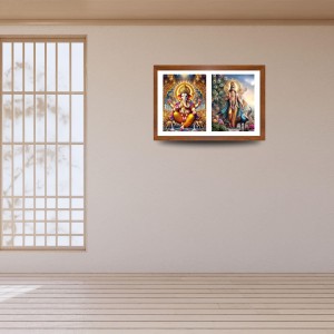Lord ganesh and kartikeya Photo Frame - 13x17Inches - Spiritual Artwork for Home Decor, Puja Room and Office Decoration