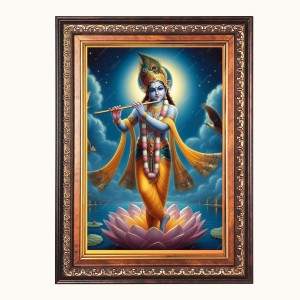 Sri Krishna Color Photo 14x18 Inch - Vibrant Religious Wall Art for Home or Office Decor.