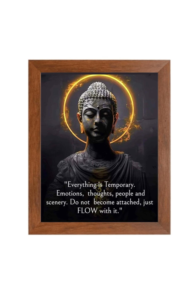 Buddha & His Famous Quote Photo Frame - Brown Frame, Perfect for Office & Wall Decoration, Ideal Gift