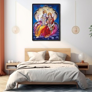 Vishnu Lakshmi Laminated Photo - 5x7 Inches, Divine Blessings for Home & Office and Temple Decoration
