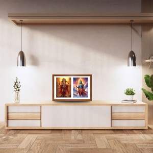 Lord ganesha and indra Photo Frame - 11x15Inches - Spiritual Artwork for Home Wall Decoration, Puja Room and Office Decoration and Gifting