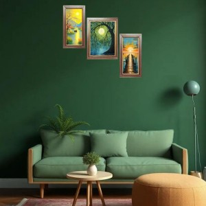 3-Pack Dawnâ€™s Gentle Glow Photo Frames - 2 Pieces 10x17 Inch & 1 Piece 14x17 Inch - Rustic Wall Art for Home & Office Decor - Botanical Wall Hanging for Living Room, Bedroom, or Workspace