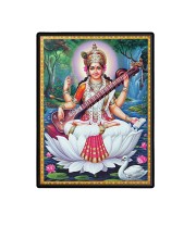 Saraswati Laminated Photo - 13x15 Inches, Divine Blessings for Home & Office and Temple Decoration