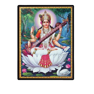 Saraswati Laminated Photo - 5x7 Inches, Divine Blessings for Home & Office and Temple Decoration