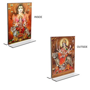Lord Shiva & Lord Durga Acrylic T-Style Photo Stand - 9x11 Inches, Compact and Stylish Spiritual Display, easily change 2 photos (Pack of 1)