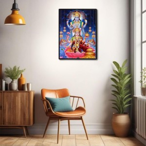 Vishnu Lakshmi Laminated Photo - 5x7 Inches, Divine Blessings for Home & Office and Temple Decoration