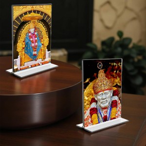 Sai Baba Acrylic T-Style Photo Stand, Compact and Stylish Spiritual Display, easily change 2 photos (Pack of 1) Sai Baba Acrylic T-Style Photo Stand, Compact and Stylish Spiritual Display, easily change 2 photos (Pack of 1)