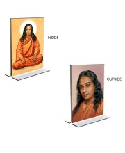 Sri Sri Paramahansa Yogananda Acrylic T-Style Photo Stand - 11x13 Inches, Compact and Stylish Spiritual Display, easily change 2 photos (Pack of 1)