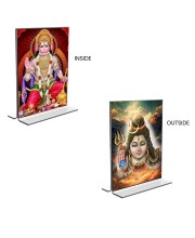 Lord Shiva & Sri Hanuman Acrylic T-Style Photo Stand - 11x13 Inches, Compact and Stylish Spiritual Display, easily change 2 photos (Pack of 1)