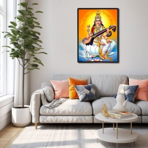 Maa Saraswati Laminated Photo (11x13 Inches Without glass) Divine Blessings for Table and Walls,Home & Office and Temple Decoration Maa Saraswati Laminated Photo (11x13 Inches Without glass) Divine Blessings for Table and Walls,Home & Office and Temple Decoration