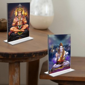 Car Desk/Table Top Sri Hanuman & Lord Shiva Acrylic T-Style Photo Stand - 2.5x3.5 Inches, Compact and Stylish Spiritual Display, easily change 2 photos (Pack of 1) Car Desk/Table Top Sri Hanuman & Lord Shiva Acrylic T-Style Photo Stand - 2.5x3.5 Inches, Compact and Stylish Spiritual Display, easily change 2 photos (Pack of 1)