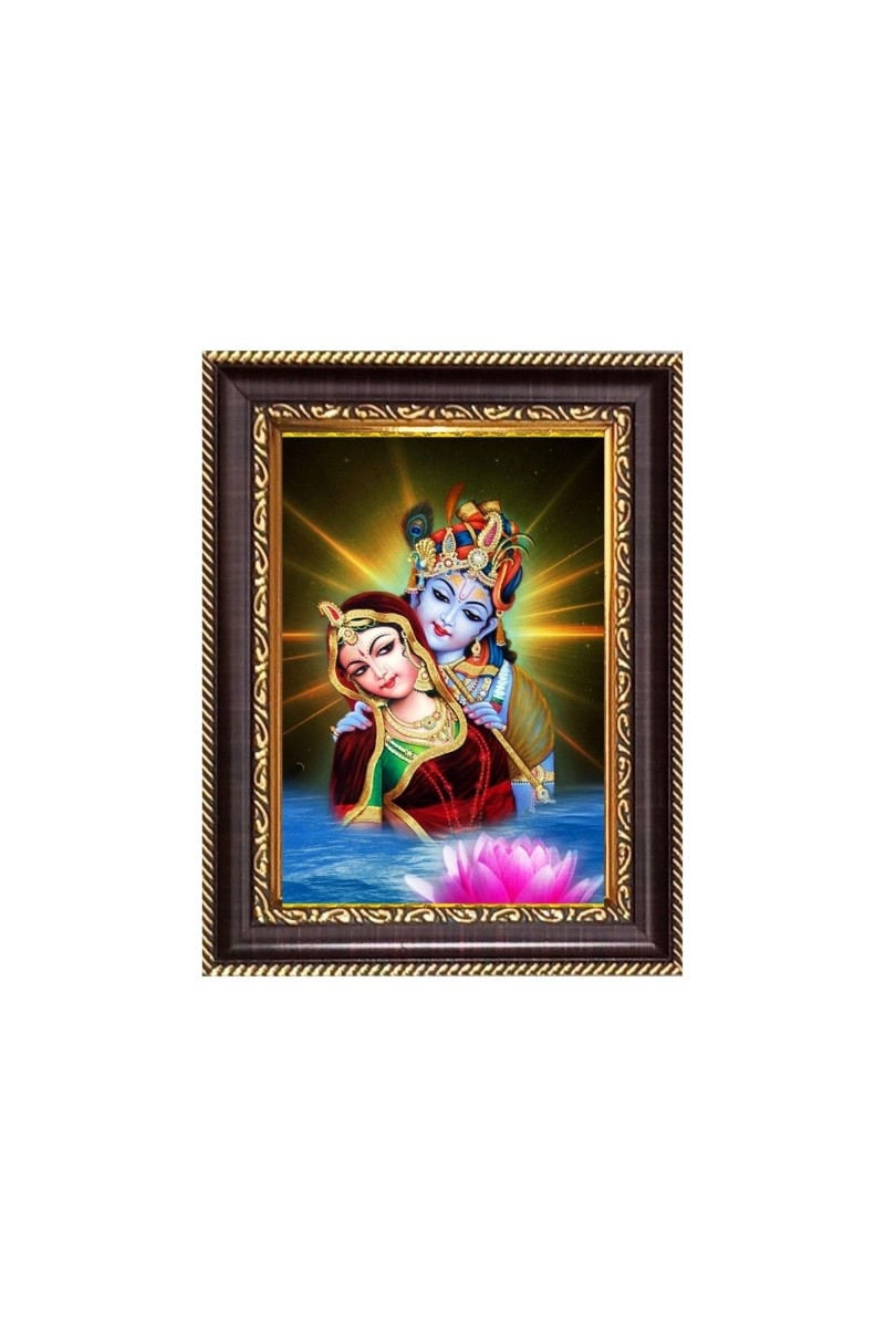 Sri Krishna With Radha Digital Print Photo 6.7x8.7 inches - Vibrant Religious Wall Art for Home or Office Decor.