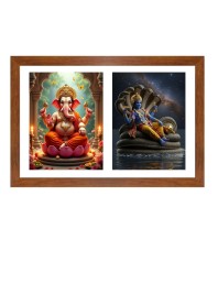 Lord ganesha and vishnu Photo Frame - 19x23Inches - Spiritual Artwork for Home Decor, Puja Room and Office Decoration