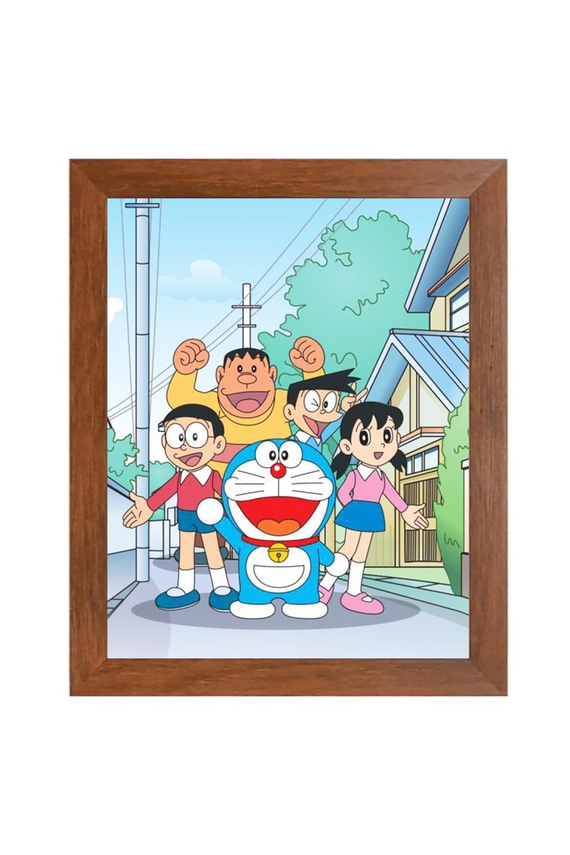 AI Funny Doremon Art Picture for Kids - 10x14 inches, Brown Color - Perfect Wall Decor for Children's Room