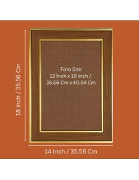 Sri krishna and Radha Photo Frame - 14x18 Inches, Brown Wooden Frame for Home, Office & Temple Decoration