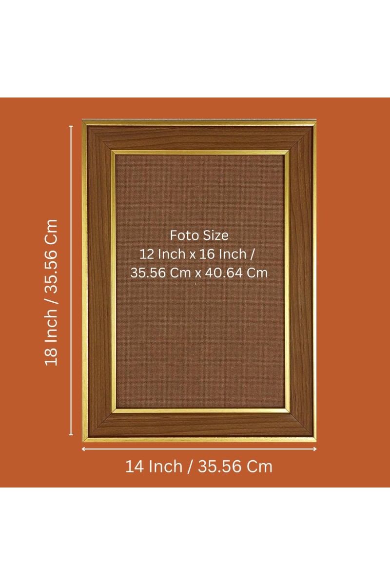 Sri krishna and Radha Photo Frame - 14x18 Inches, Brown Wooden Frame for Home, Office & Temple Decoration