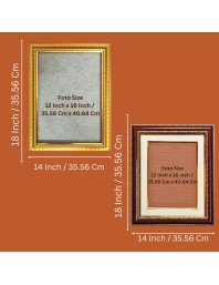 Goddess Maa Saraswati Photo Frame - 14x18 Inches, Brown Wooden Frame for Home, Office & Temple Decoration