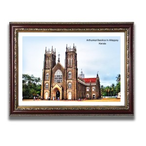 Arthunkal Basilica Church Photo Frame, 10x14 Inches Beautiful Elegant Framed Wall Art of Iconic Cathedral