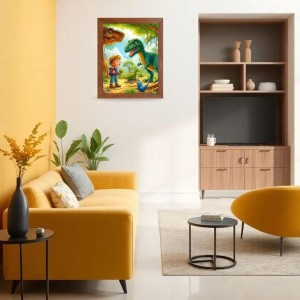 AI Funny Dinosaurs with kid Art Picture for Kids - 10x14 inches, Brown Color - Perfect Wall Decor for Children's Room AI Funny Dinosaurs with kid Art Picture for Kids - 10x14 inches, Brown Color - Perfect Wall Decor for Children's Room
