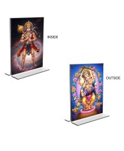 Sri Hanuman & Lord Ganesh Acrylic T-Style Photo Stand - 11x13 Inches, Compact and Stylish Spiritual Display, easily change 2 photos (Pack of 1)