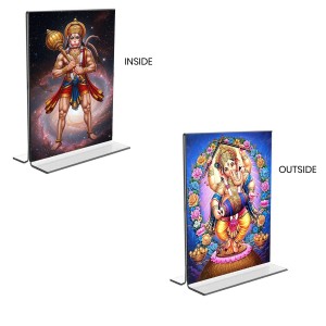 Sri Hanuman & Lord Ganesh Acrylic T-Style Photo Stand - 7x9 Inches, Compact and Stylish Spiritual Display, easily change 2 photos (Pack of 1) Sri Hanuman & Lord Ganesh Acrylic T-Style Photo Stand - 7x9 Inches, Compact and Stylish Spiritual Display, easily change 2 photos (Pack of 1)