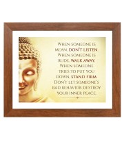 Buddha & His Famous Quote Photo Frame - Brown Frame, Perfect for Office & Wall Decoration, Ideal Gift
