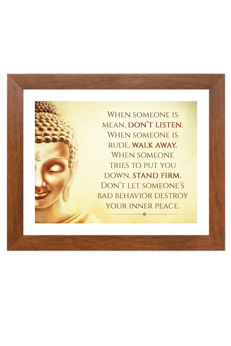Buddha & His Famous Quote Photo Frame - Brown Frame, Perfect for Office & Wall Decoration, Ideal Gift