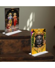 Sri Ram & Ram Lalla Acrylic T-Style Photo Stand - 7x9 Inches, Compact and Stylish Spiritual Display, easily change 2 photos (Pack of 1)