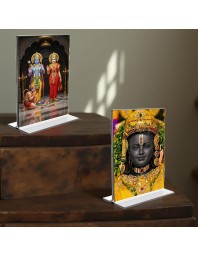 Sri Ram & Ram Lalla Acrylic T-Style Photo Stand - 7x9 Inches, Compact and Stylish Spiritual Display, easily change 2 photos (Pack of 1)