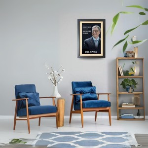 Bill Gates & His Famous Quote Photo Frame - Brown Frame, 11x15 Inches, Perfect for Office & Wall Decoration, Ideal Gift
