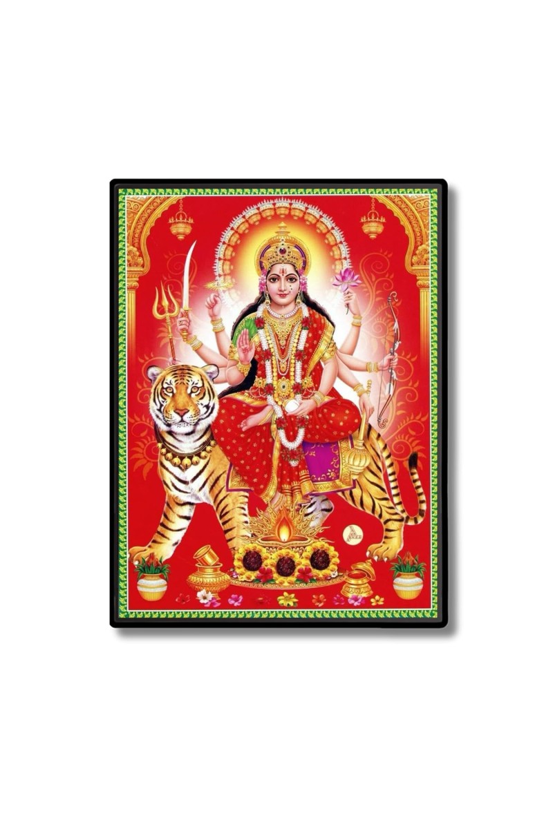 Maa Durga Laminated Photo - 7x9 Inches, Divine Blessings for Home & Office and Temple Decoration