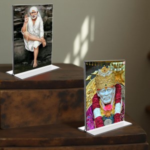 Sai Baba Acrylic T-Style Photo Stand, Compact and Stylish Spiritual Display, easily change 2 photos (Pack of 1) Sai Baba Acrylic T-Style Photo Stand, Compact and Stylish Spiritual Display, easily change 2 photos (Pack of 1)