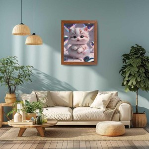 AI Funny Cute Cat Art Picture for Kids - 10x14 inches, Brown Color - Perfect Wall Decor for Children's Room AI Funny Cute Cat Art Picture for Kids - 10x14 inches, Brown Color - Perfect Wall Decor for Children's Room